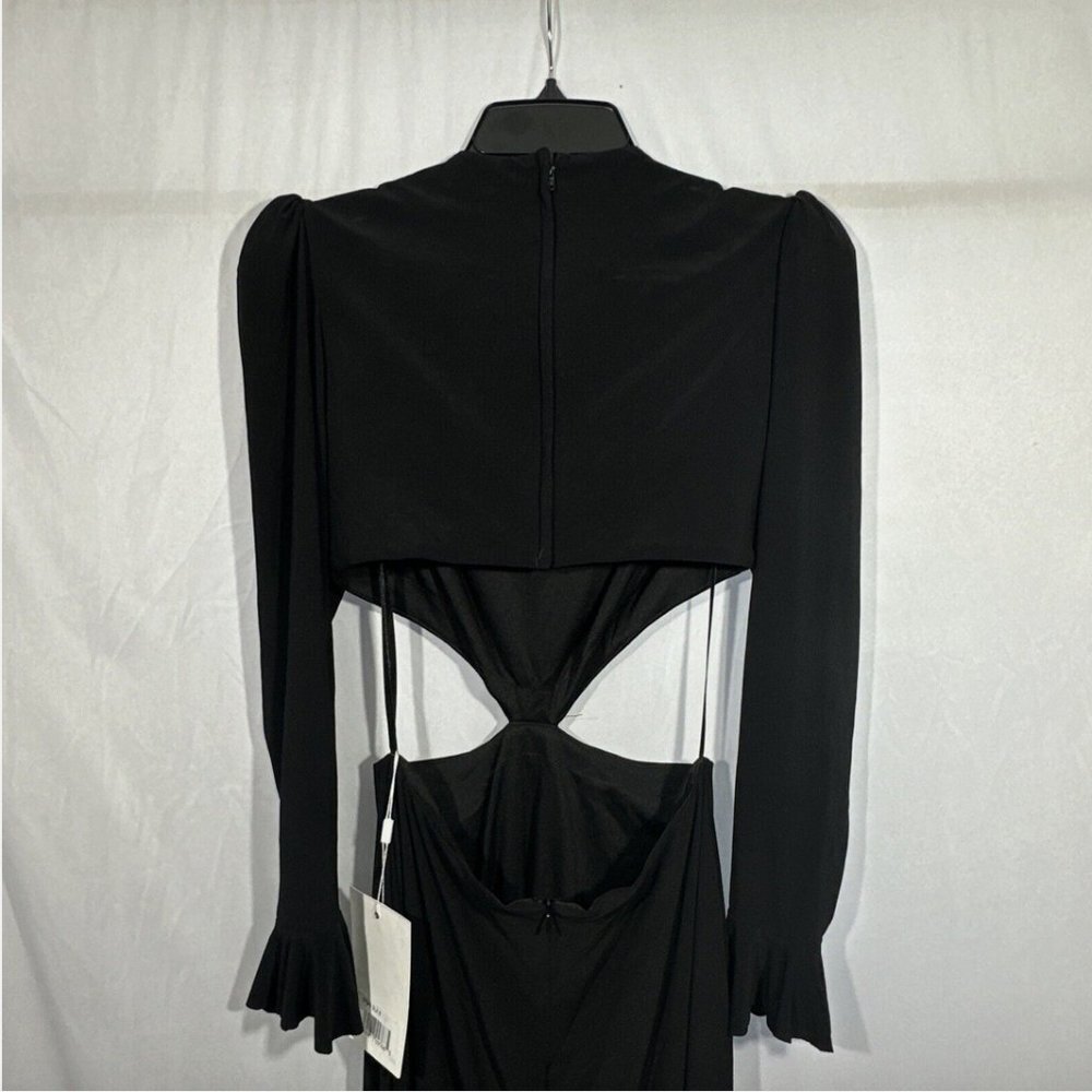NWT $398 Mac Duggal Long Sleeve‎ Puff Shoulder Cut Out Gown Black [ SZ 6 ] #Q449 - Picture 11 of 16